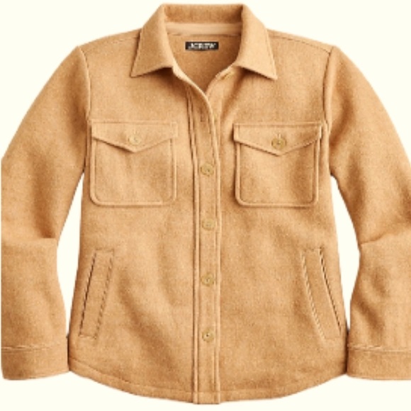 J. Crew | Women’s Shirt Jacket | Tan Wool Blend Button down Shacket | Size Med - Picture 3 of 16